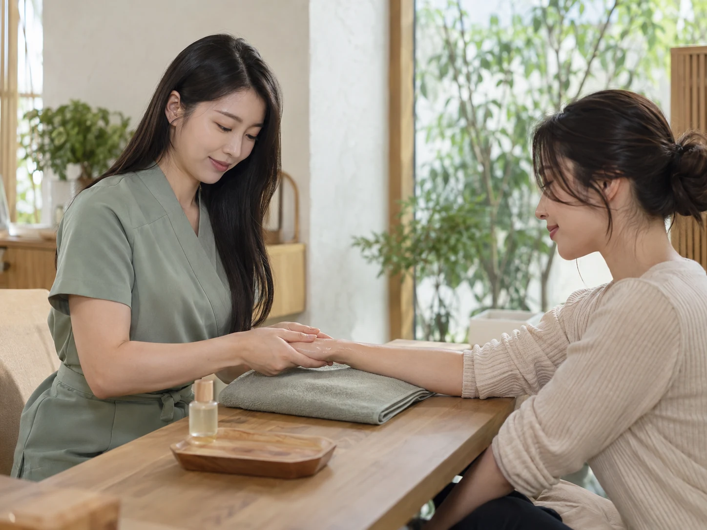 제주출장마사지 아로마 오일 핸드 관리 분위기 연출