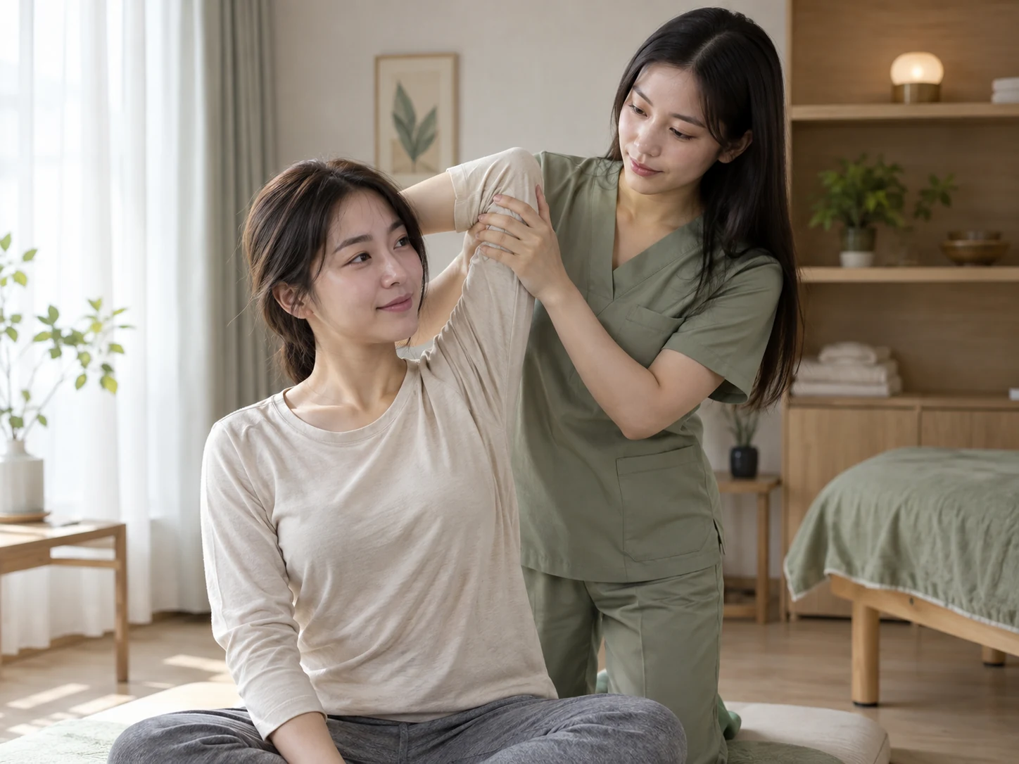 제주출장마사지 스포츠 어깨 스트레칭 분위기 연출